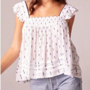 sleeveless Ruffle Baby doll Top light print top  size small MY STYLE